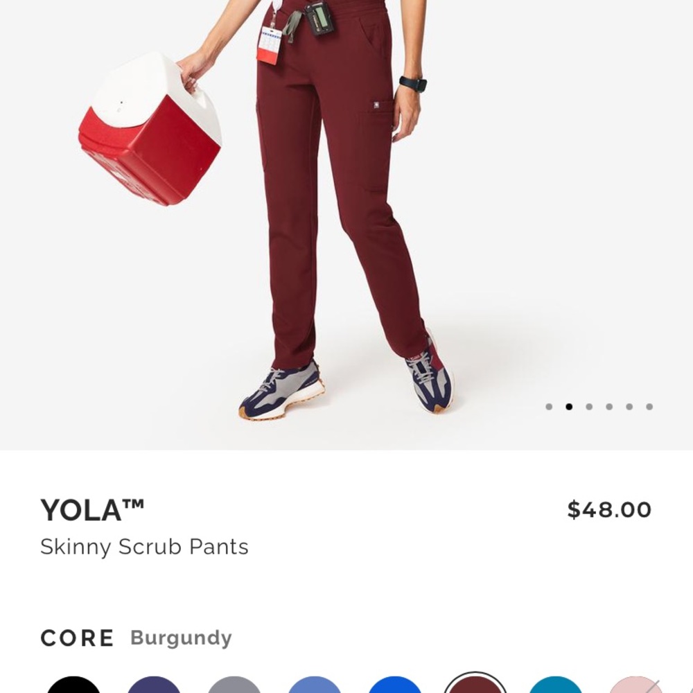 Figs yola skinny scrub pants burgundy
